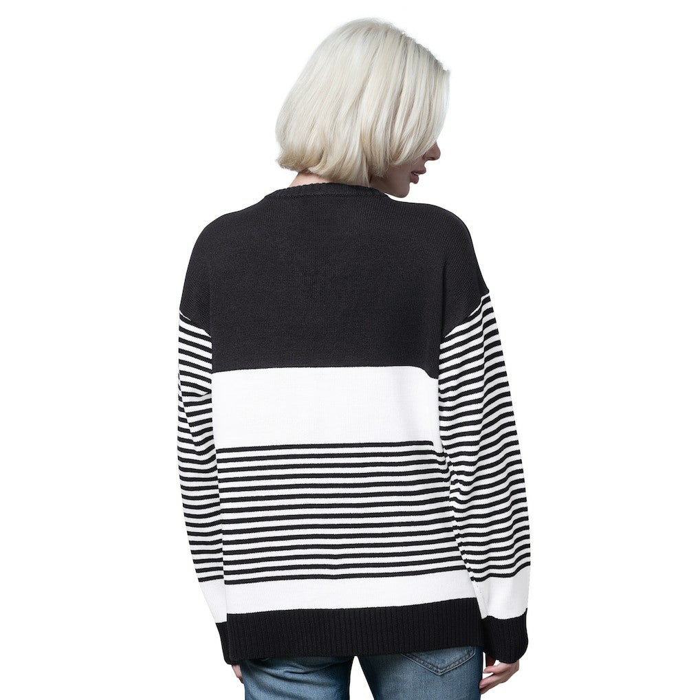 Baltimore Ravens Starter Women's No Huddle Striped V-Neck Sweater Black