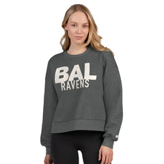 Baltimore Ravens Starter Women's Show Up Cropped Fleece Pullover Sweatshirt Heather Gray