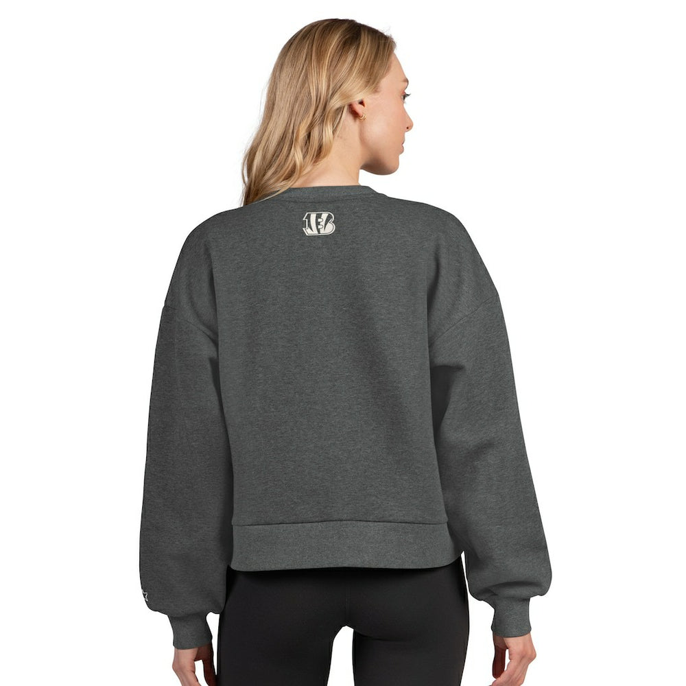 Cincinnati Bengals Starter Women's Show Up Cropped Fleece Pullover Sweatshirt Heather Gray
