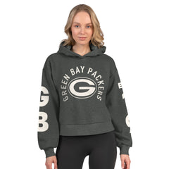Green Bay Packers Starter Women's Star Player Cropped Fleece Pullover Hoodie Heather Charcoal