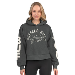 Buffalo Bills Starter Women's Star Player Cropped Fleece Pullover Hoodie Heather Charcoal