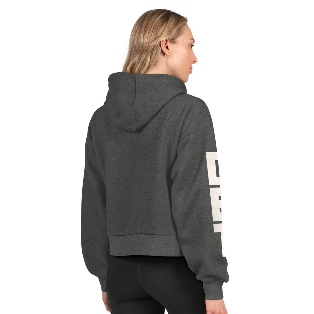 Detroit Lions Starter Women's Star Player Cropped Fleece Pullover Hoodie Heather Charcoal