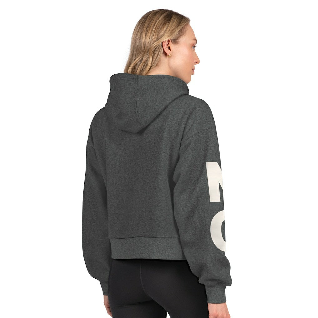 New Orleans Saints Starter Women's Star Player Cropped Fleece Pullover Hoodie Heather Charcoal