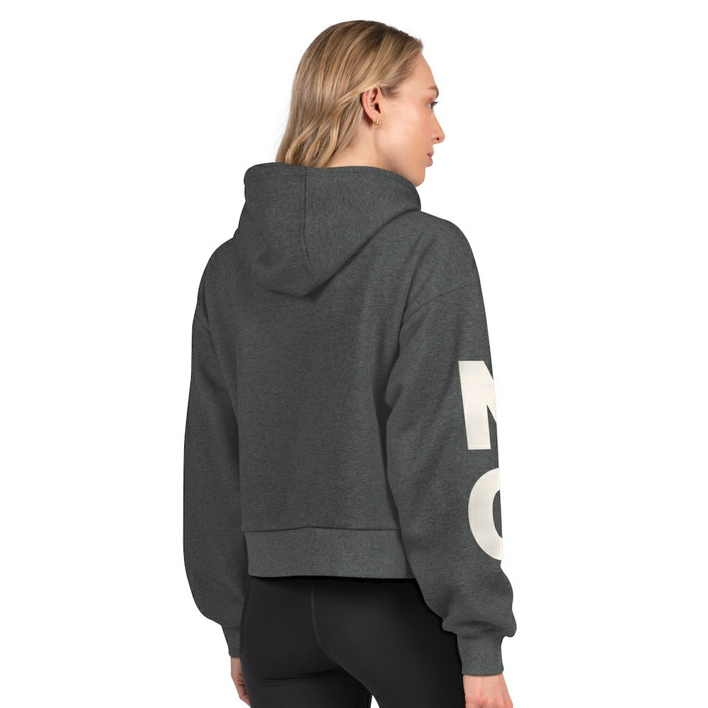 New Orleans Saints Starter Women's Star Player Cropped Fleece Pullover Hoodie Heather Charcoal