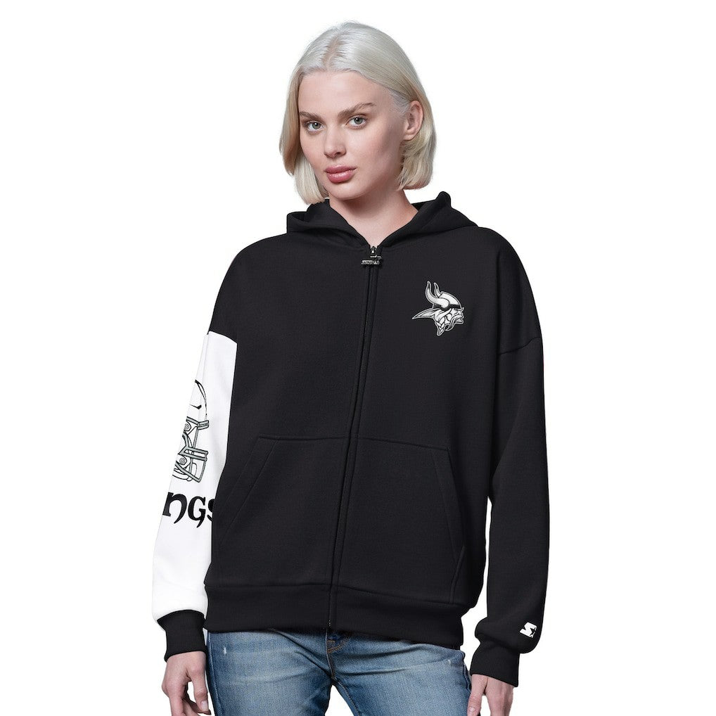 Minnesota Vikings Starter Women's 4th Down Full-Zip Hoodie Black