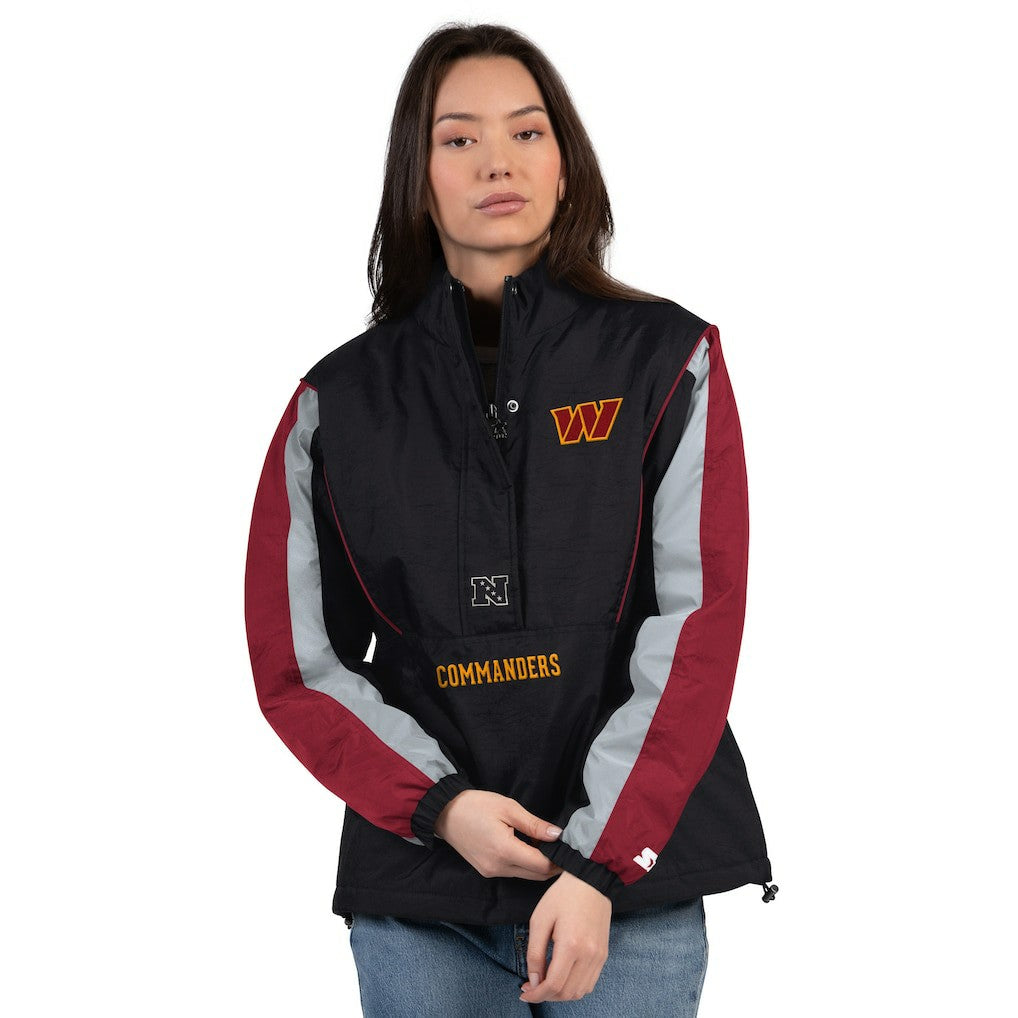 Washington Commanders Starter Women's Thursday Night Gridiron Half-Zip Jacket Black/Burgundy