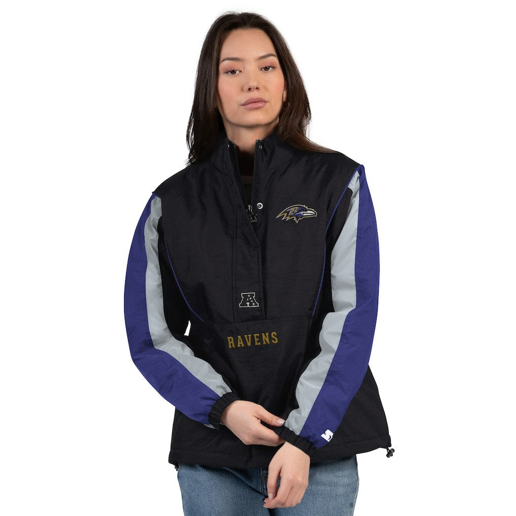 Baltimore Ravens Starter Women's Thursday Night Gridiron Half-Zip Jacket Black/Purple