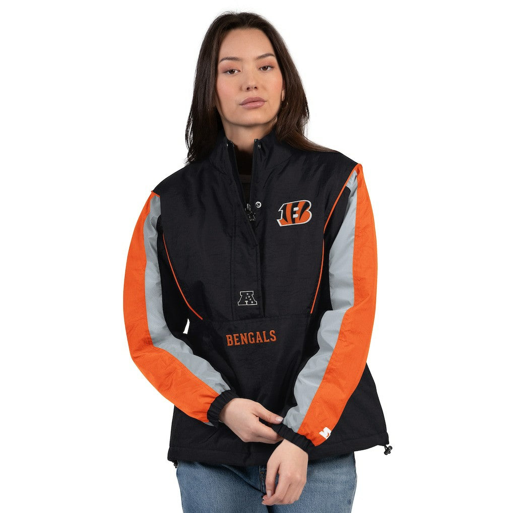 Cincinnati Bengals Starter Women's Thursday Night Gridiron Half-Zip Jacket Black/Orange