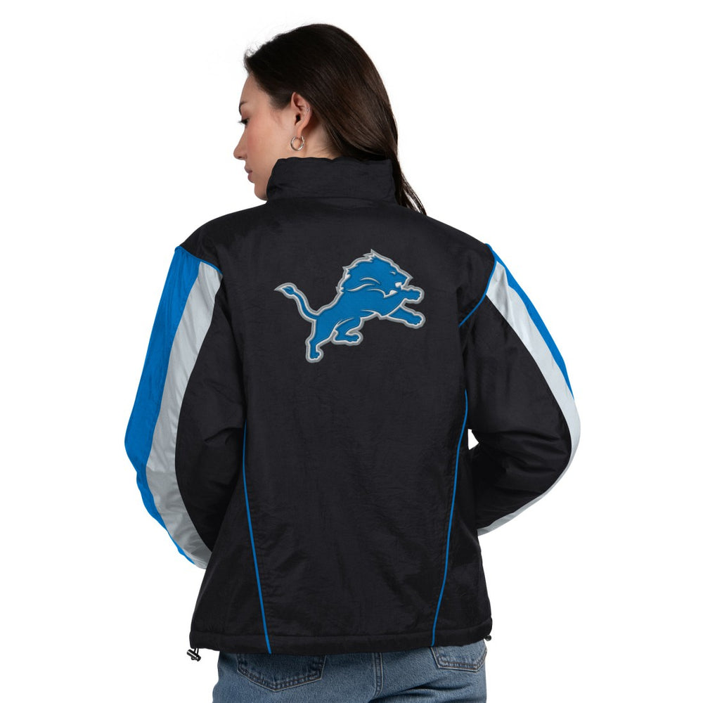 Detroit Lions Starter Women's Thursday Night Gridiron Half-Zip Jacket Black/Blue