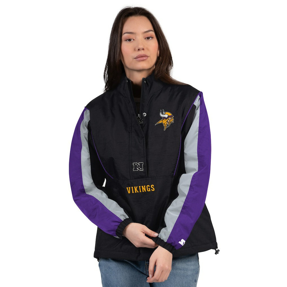 Minnesota Vikings Starter Women's Thursday Night Gridiron Half-Zip Jacket Black/Purple