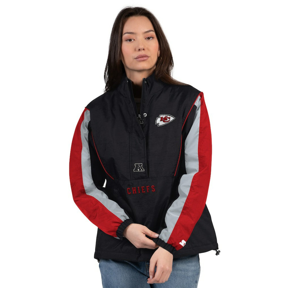 Kansas City Chiefs Starter Women's Thursday Night Gridiron Half-Zip Jacket Black/Red