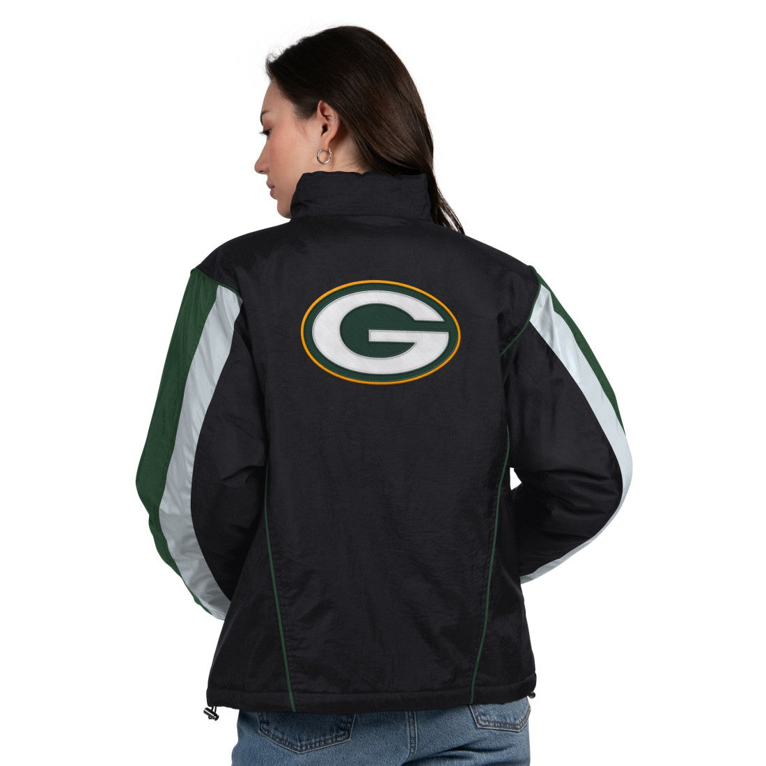 Green Bay Packers Starter Women's Thursday Night Gridiron Half-Zip Jacket Black/Green