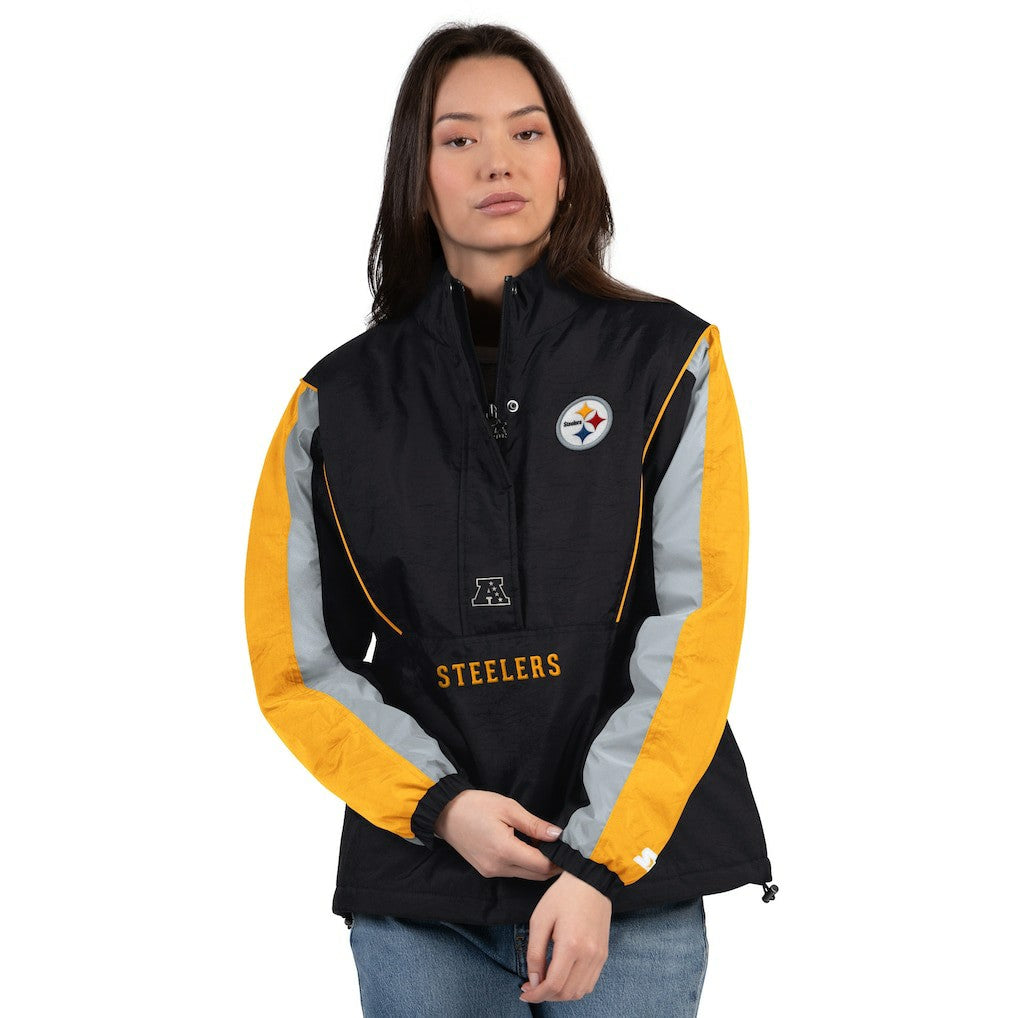 Pittsburgh Steelers Starter Women's Thursday Night Gridiron Half-Zip Jacket Black/Gold