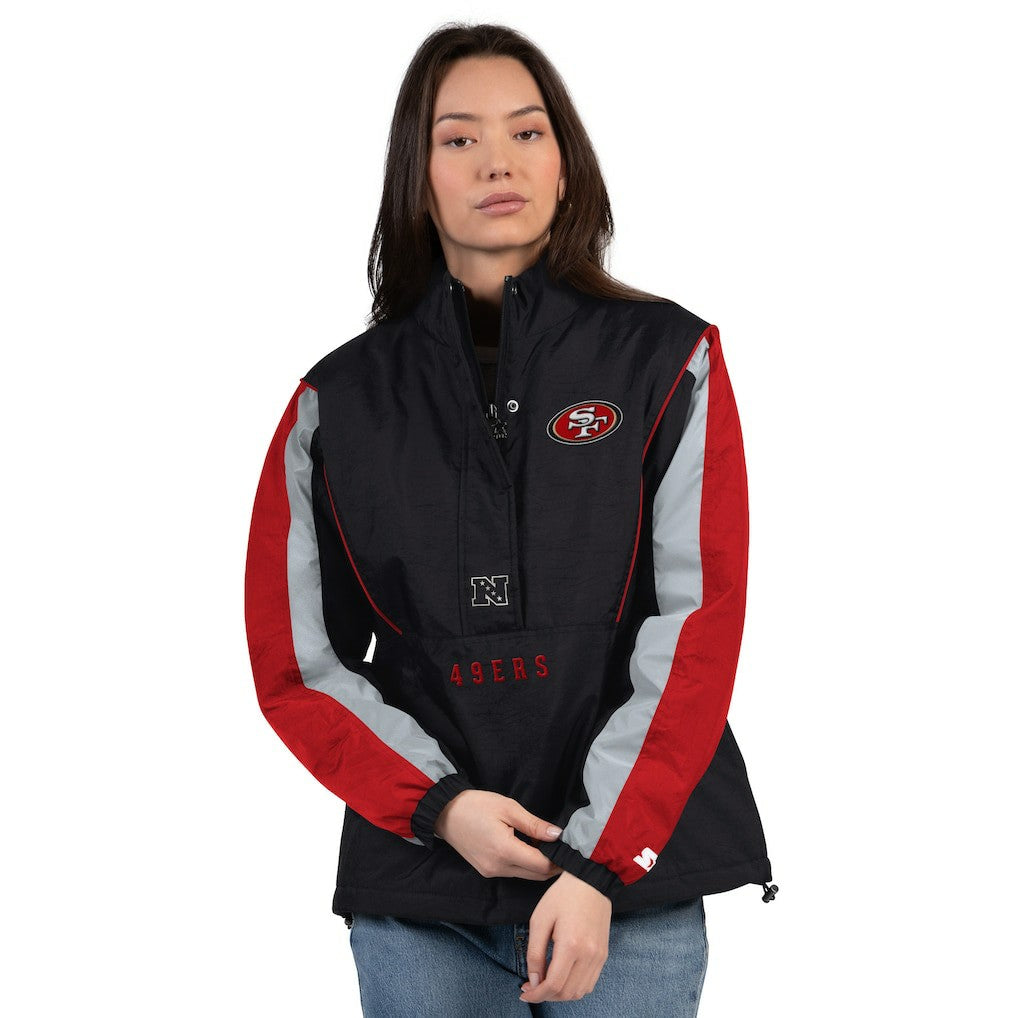 San Francisco 49ers Starter Women's Thursday Night Gridiron Half-Zip Jacket Black/Scarlet