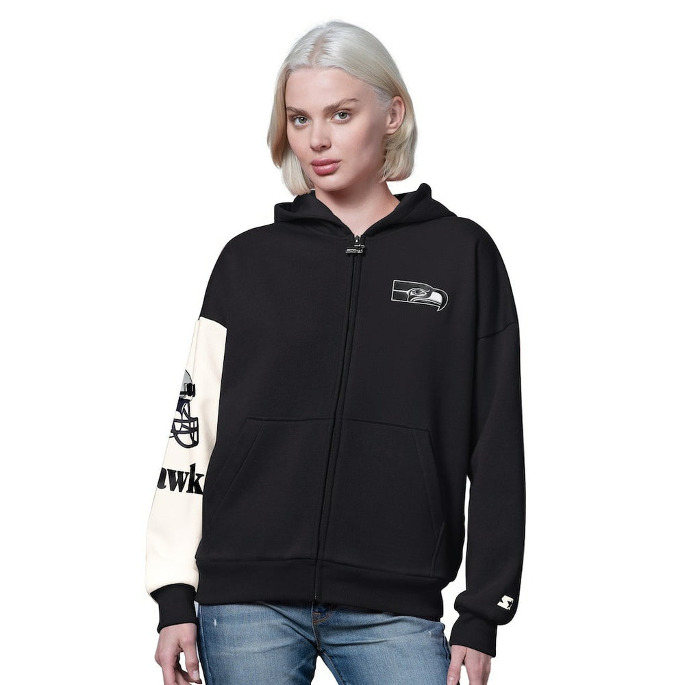 Seattle Seahawks Starter Women's 4th Down Full-Zip Hoodie Black