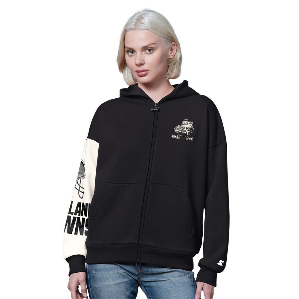Cleveland Browns Starter Women's 4th Down Full-Zip Hoodie Black