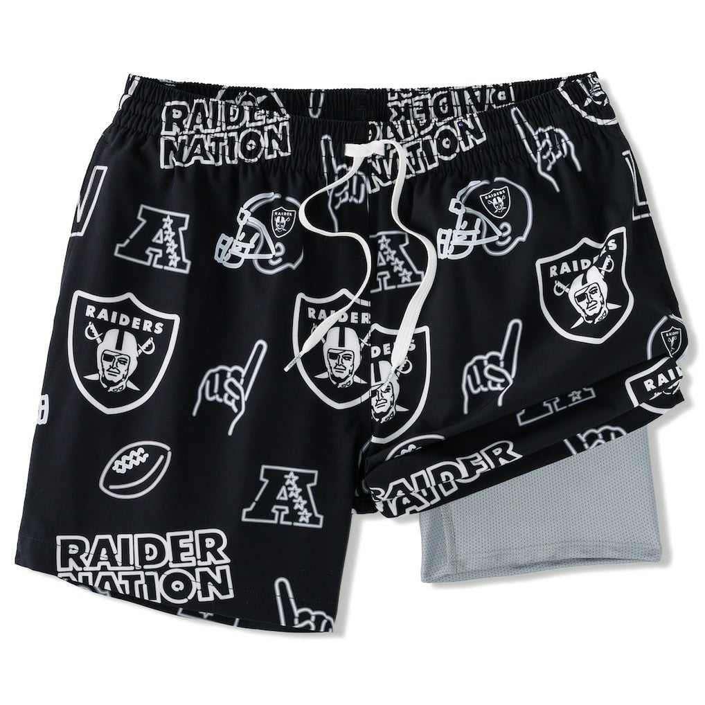 Las Vegas Raiders Chubbies The Neon 5.5" Classic Lined Swim Trunks Black