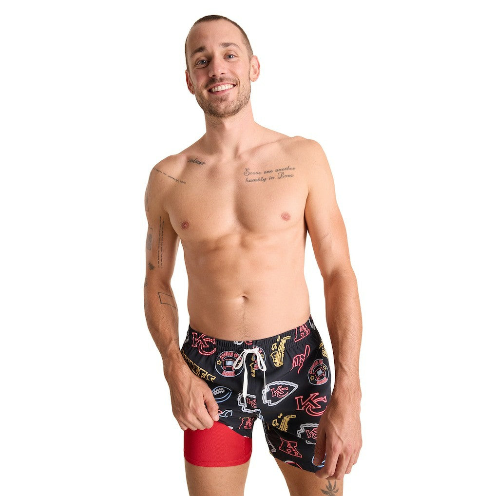 Kansas City Chiefs Chubbies The Neon 5.5" Classic Lined Swim Trunks Black
