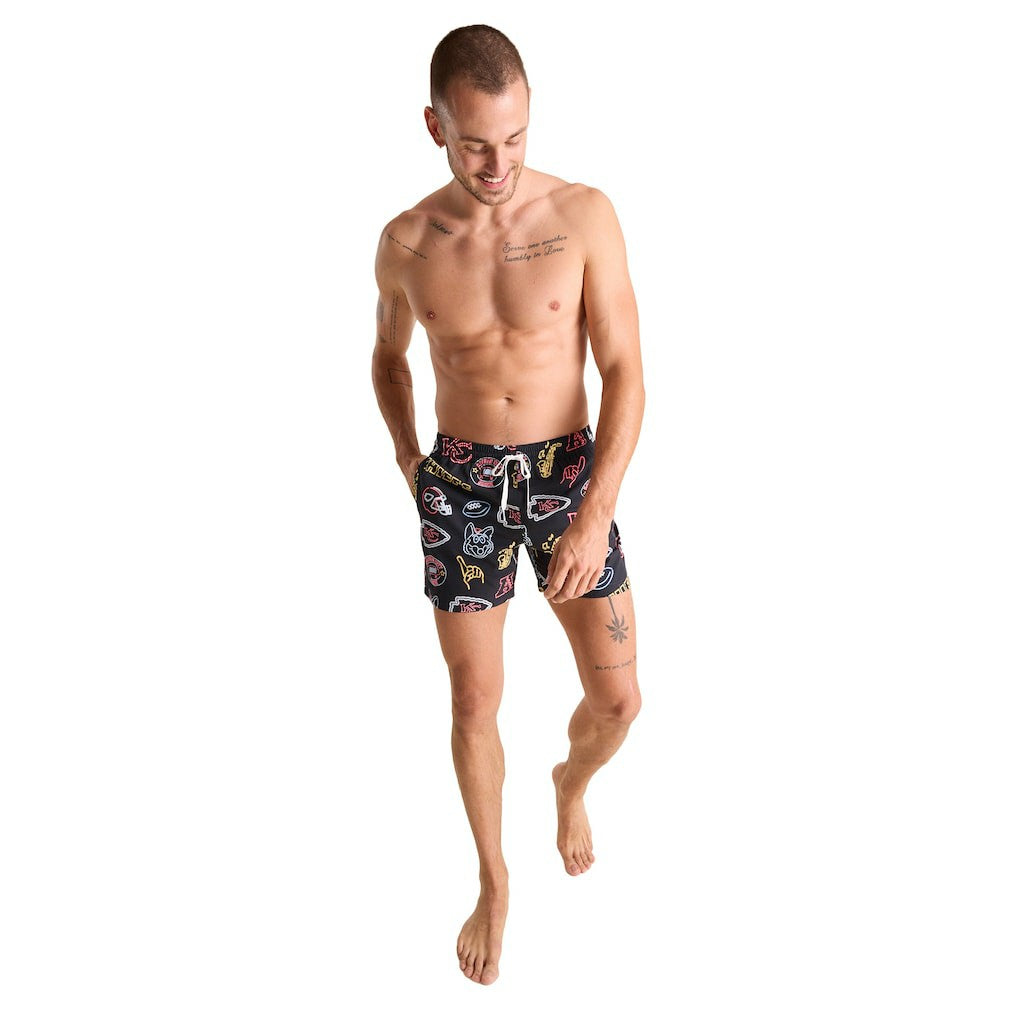 Kansas City Chiefs Chubbies The Neon 5.5" Classic Lined Swim Trunks Black