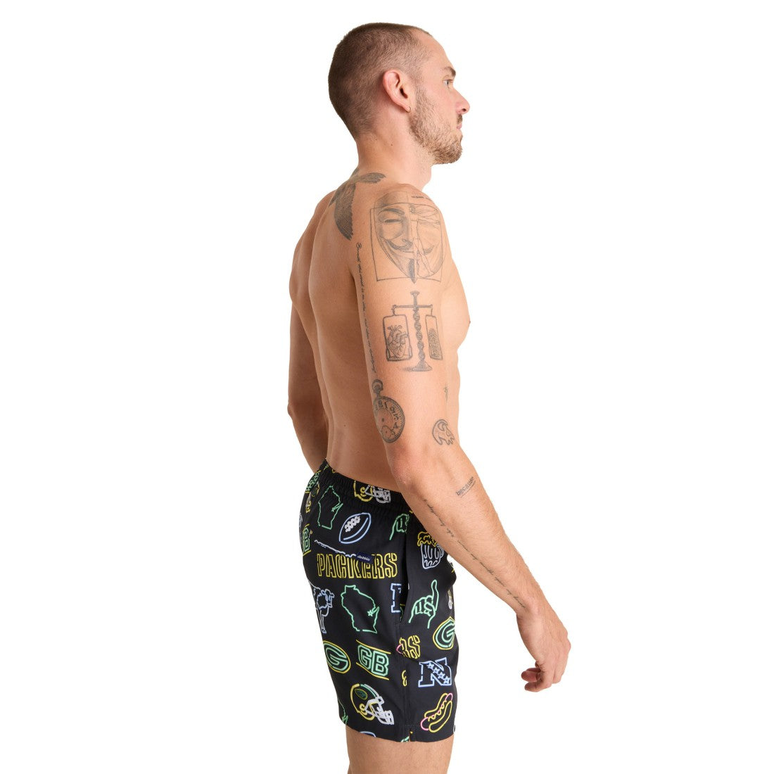 Green Bay Packers Chubbies The Neon 5.5" Classic Lined Swim Trunks Black