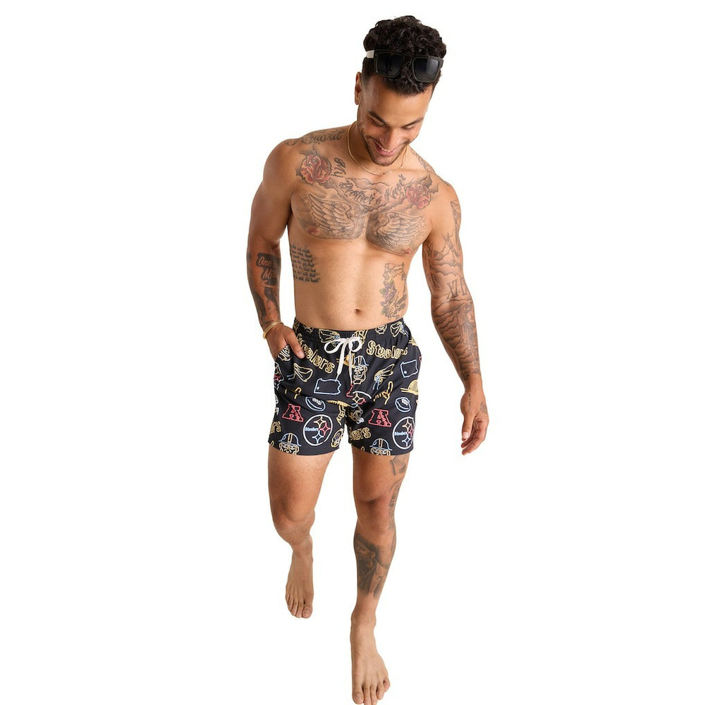 Pittsburgh Steelers Chubbies The Neon 5.5" Classic Lined Swim Trunks Black
