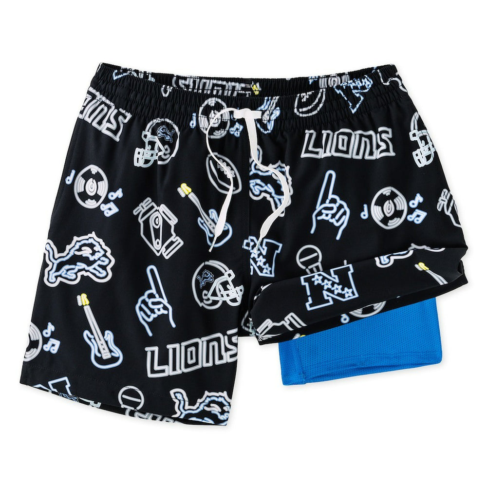 Detroit Lions Chubbies The Neon 5.5" Classic Lined Swim Trunks Black