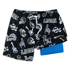 Detroit Lions Chubbies The Neon 5.5" Classic Lined Swim Trunks Black