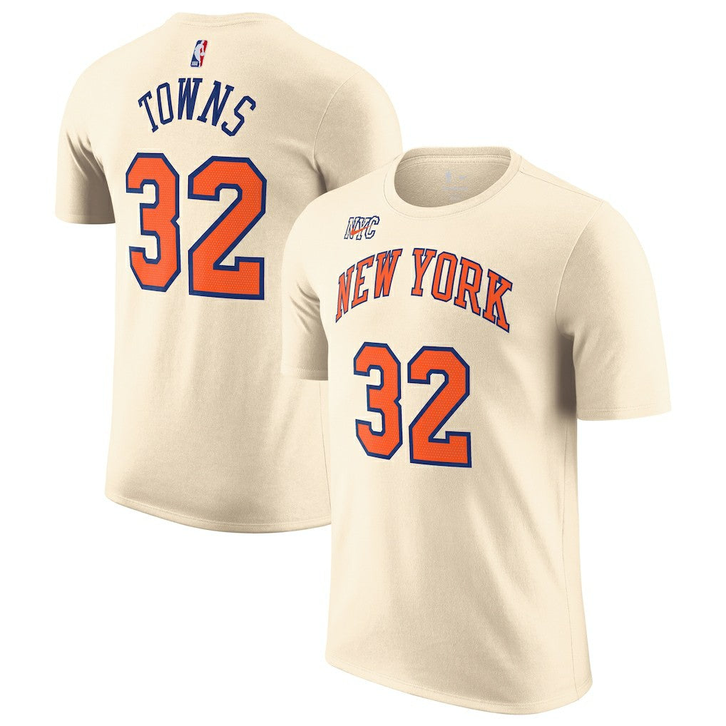Karl-Anthony Towns New York Knicks Unisex 2025/26 City Edition Name & Number T-Shirt Cream | Nike discount