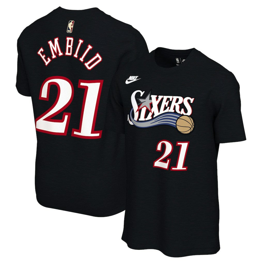 Joel Embiid Philadelphia 76ers Unisex Name & Number T-Shirt Classic Edition Black | Nike Near Me