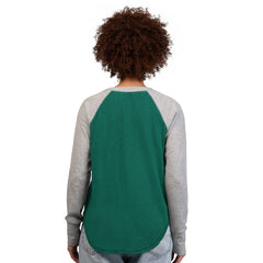 New York Jets G-III 4Her by Carl Banks Women's Waffle Knit Raglan Long-Sleeve T-Shirt Green/Heather Gray