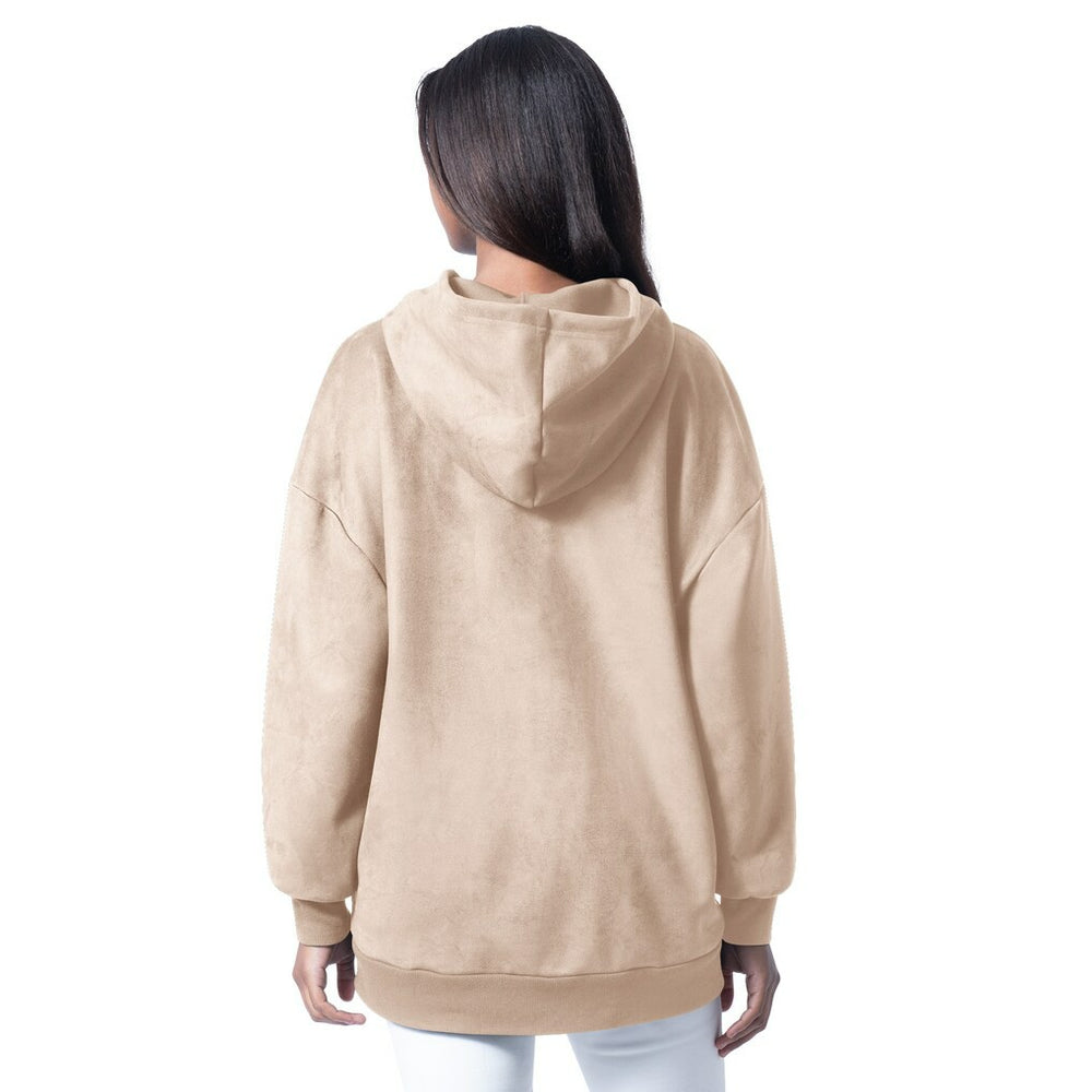 Miami Dolphins G-III 4Her by Carl Banks Women's Best Hitter Oversized Tunic Pullover Hoodie Cream