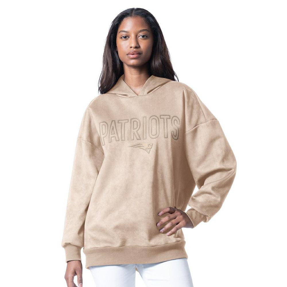 New England Patriots G-III 4Her by Carl Banks Women's Best Hitter Oversized Tunic Pullover Hoodie Cream