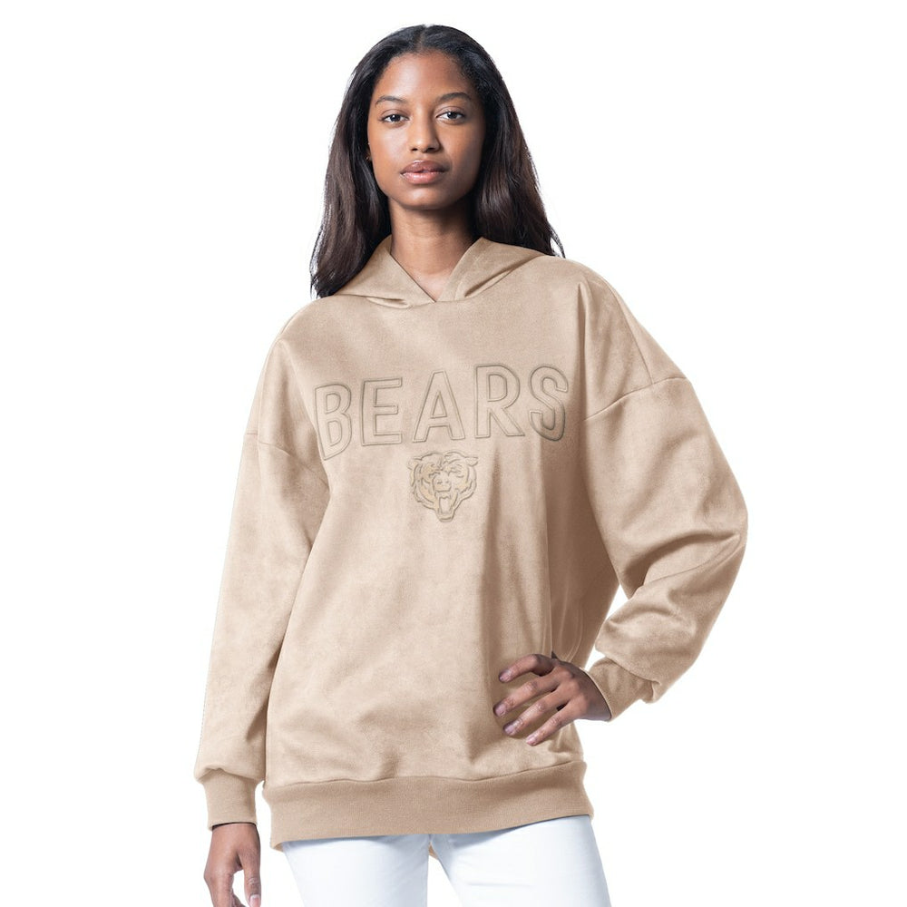 Chicago Bears G-III 4Her by Carl Banks Women's Best Hitter Oversized Tunic Pullover Hoodie Cream