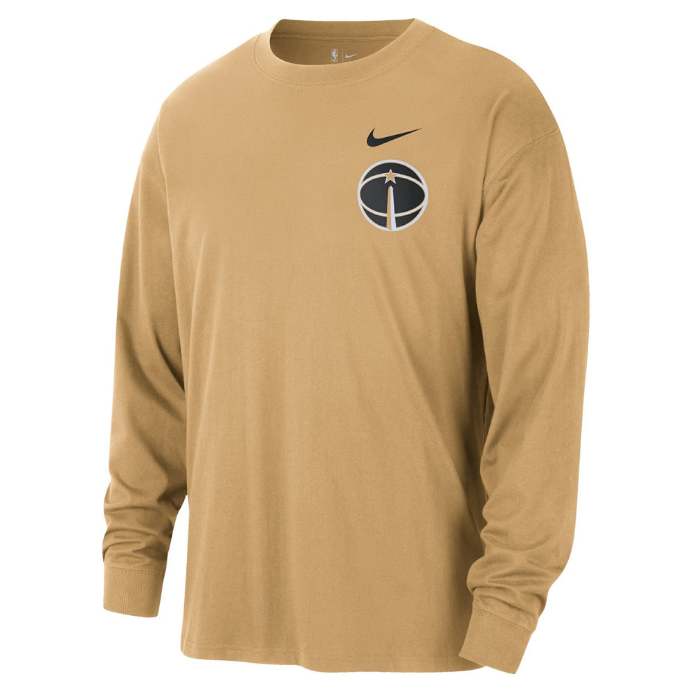Washington Wizards 2025/26 City Edition Remix Essential Logo Long Sleeve T-Shirt Gold | Nike Lifestyle