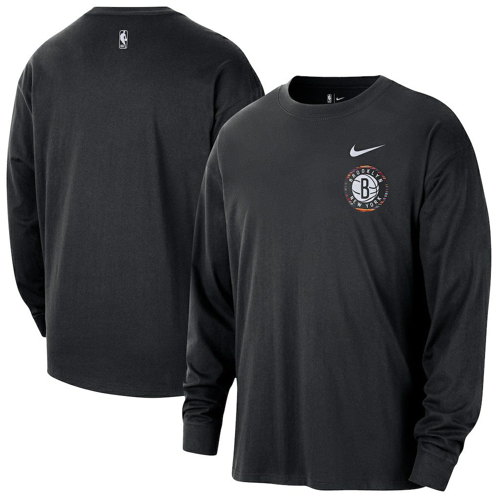 Brooklyn Nets 2025/26 City Edition Remix Essential Logo Long Sleeve T-Shirt Black | Nike online