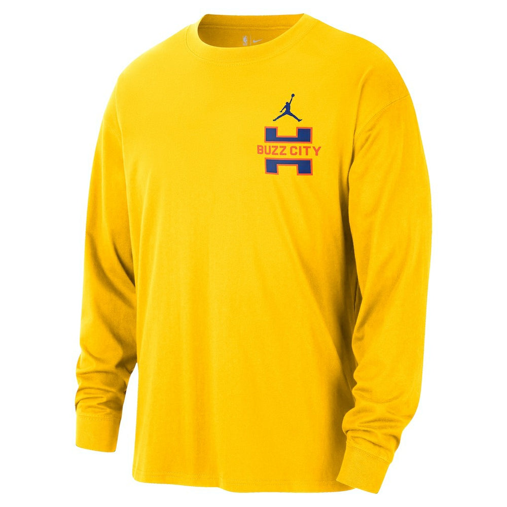 Charlotte Hornets Jordan Brand 2025/26 City Edition Remix Essential Logo Long Sleeve T-Shirt Yellow