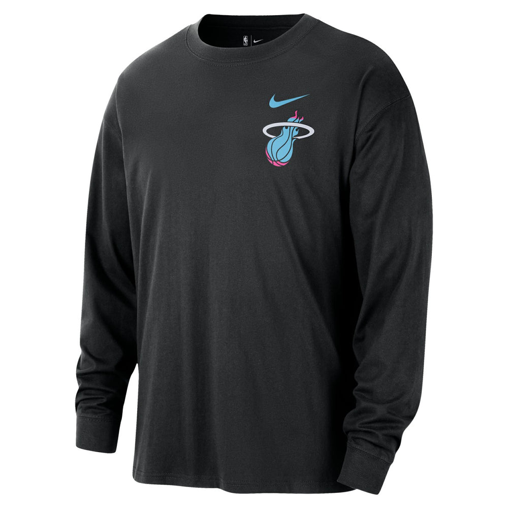 Miami Heat 2025/26 City Edition Remix Essential Logo Long Sleeve T-Shirt Black | Nike US