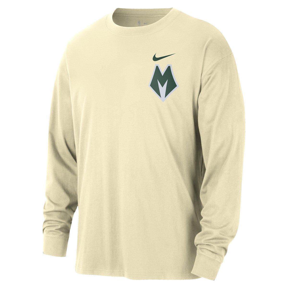 Milwaukee Bucks 2025/26 City Edition Remix Essential Logo Long Sleeve T-Shirt Cream | Nike discount