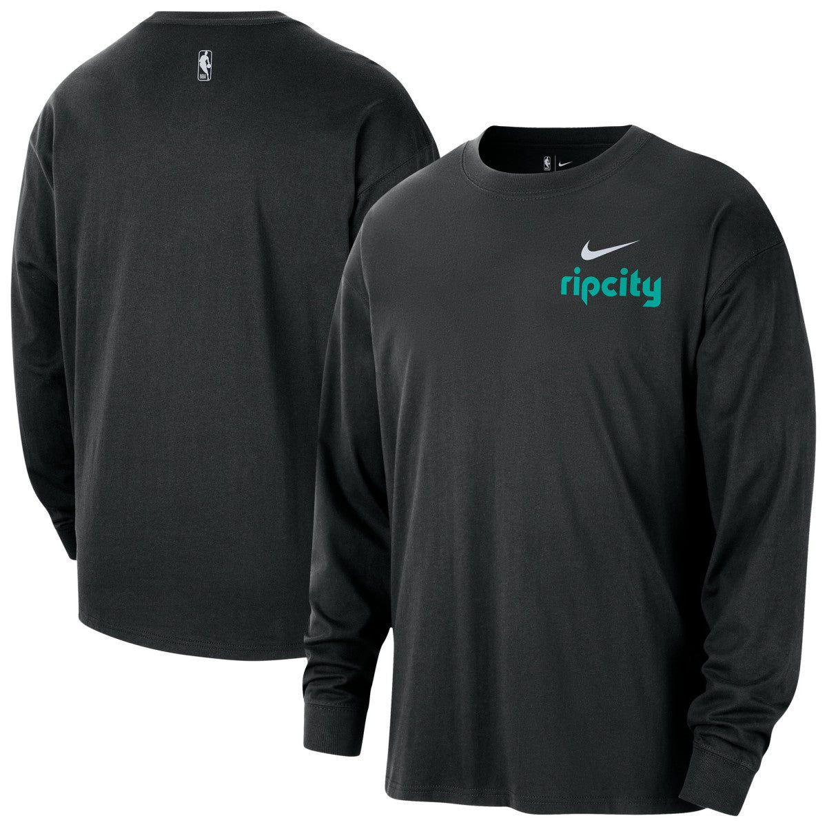 Portland Trail Blazers 2025/26 City Edition Remix Essential Logo Long Sleeve T-Shirt Black | Nike outlet
