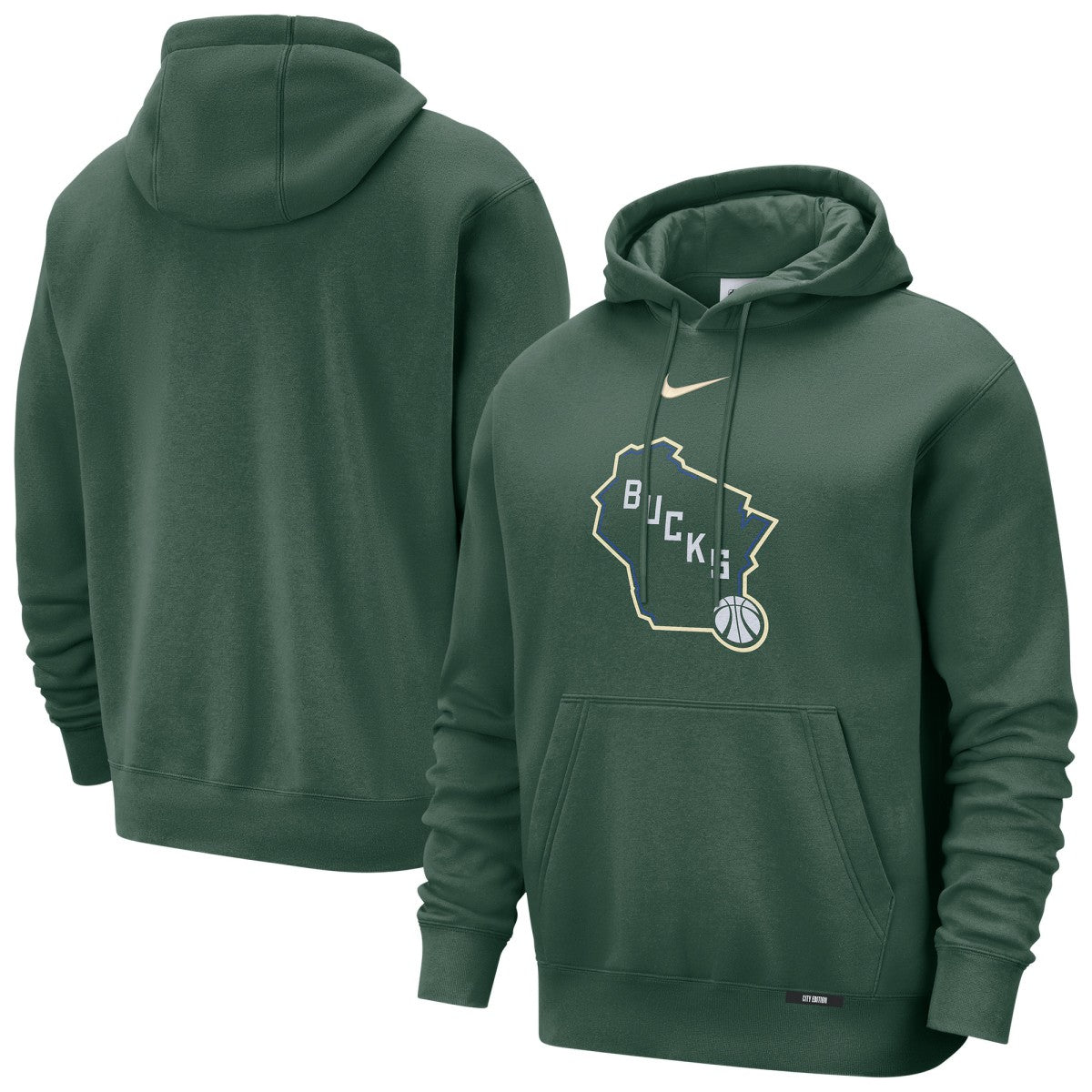 Milwaukee Bucks 2025/26 City Edition Essential Logo Remix Hoodie Hunter Green | Nike outlet
