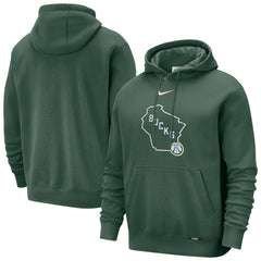 Milwaukee Bucks 2025/26 City Edition Essential Logo Remix Hoodie Hunter Green | Nike outlet