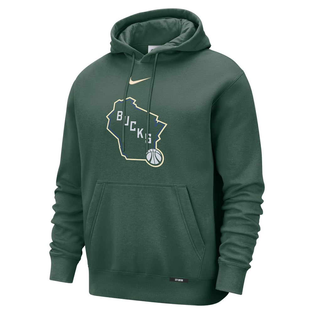 Milwaukee Bucks 2025/26 City Edition Essential Logo Remix Hoodie Hunter Green | Nike outlet