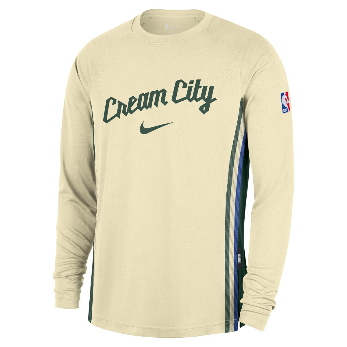 Milwaukee Bucks 2025/26 City Edition Authentic Pregame Dri-FIT Long Sleeve Shooting T-Shirt Cream | Nike discount
