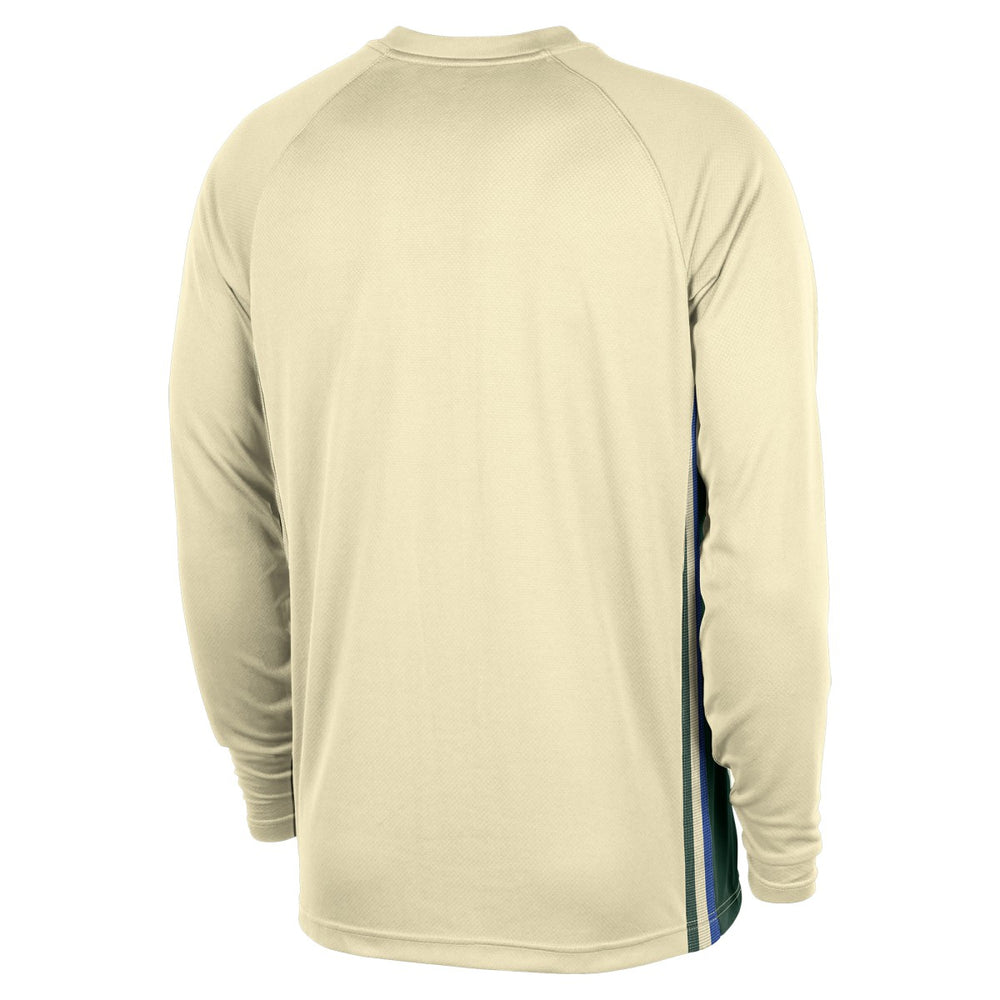 Milwaukee Bucks 2025/26 City Edition Authentic Pregame Dri-FIT Long Sleeve Shooting T-Shirt Cream | Nike discount