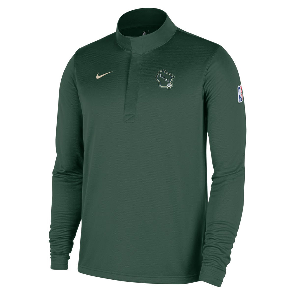 Milwaukee Bucks 2025/26 City Edition Remix Authentic Coaches Dri-FIT Half-Zip Top Hunter Green | Nike discount