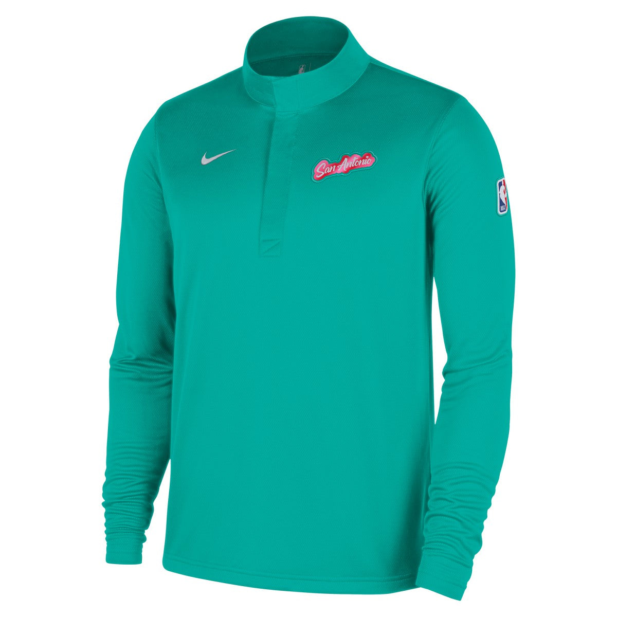 San Antonio Spurs 2025/26 City Edition Remix Authentic Coaches Dri-FIT Half-Zip Top Green | Nike US