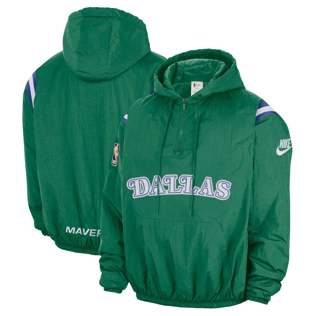 Dallas Mavericks Hardwood Classics Therma-FIT Half-Zip Hooded Windbreaker for sale Green | Nike Lifestyle