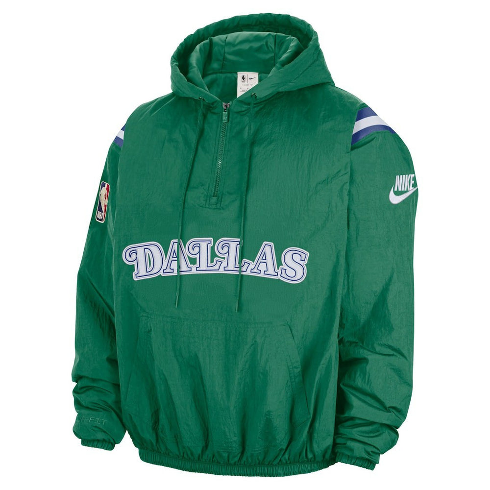 Dallas Mavericks Hardwood Classics Therma-FIT Half-Zip Hooded Windbreaker for sale Green | Nike Lifestyle