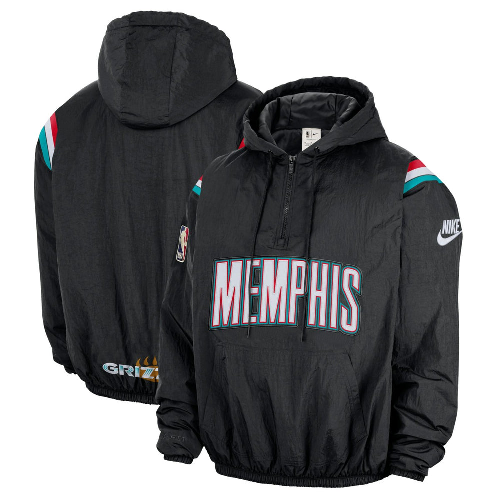 Memphis Grizzlies Hardwood Classics Therma-FIT Half-Zip Hooded Windbreaker Black | Nike