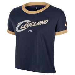 Cleveland Cavaliers Women's Classic Edition Hardwood Classics Essential Vintage Ringer T-Shirt for sale Navy | Nike Near Me